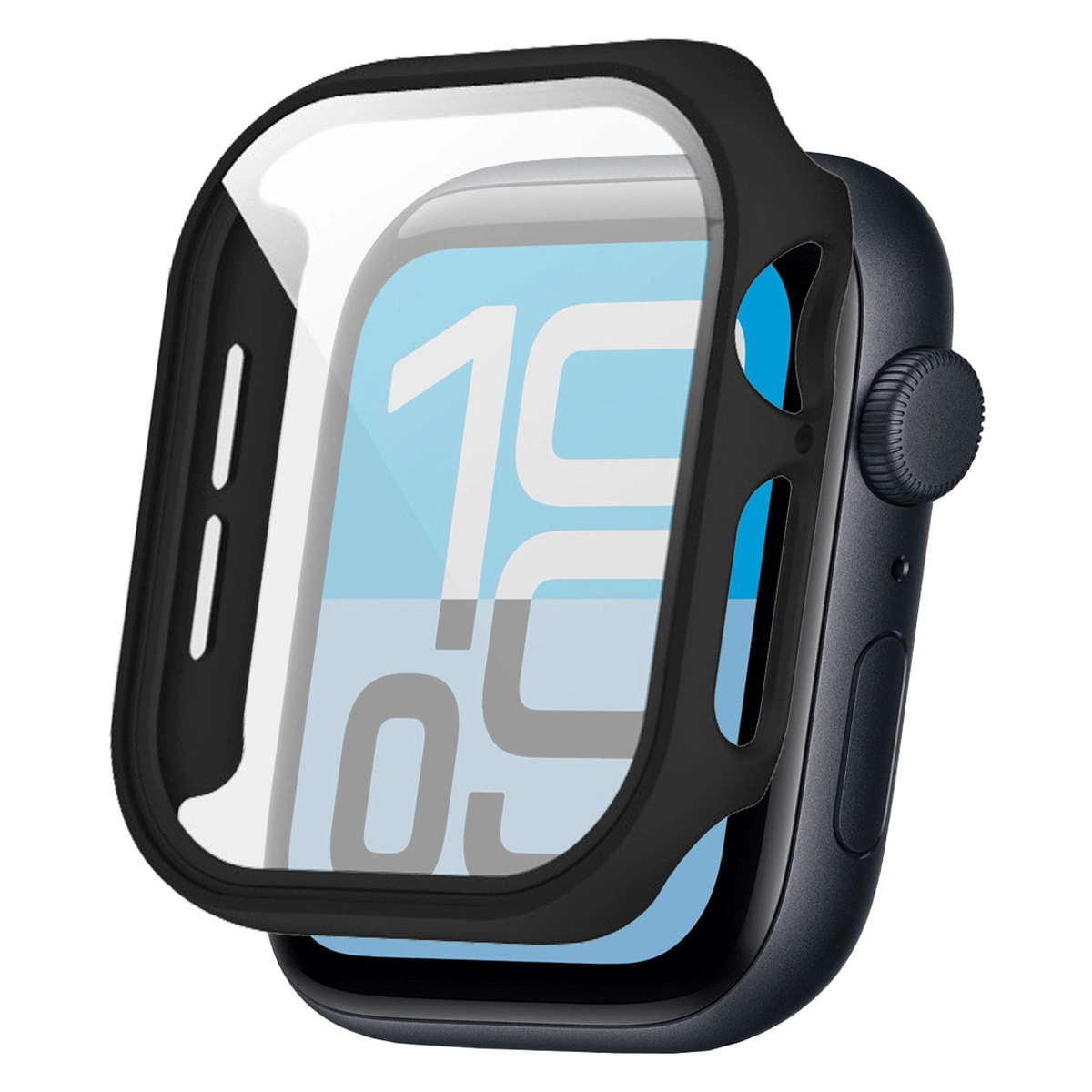 Wizualizacja nakładania etui Bizon Case Watch Adamo do Apple Watch SE 3 / SE 2 / SE / 6 / 5 / 4 (44 mm)